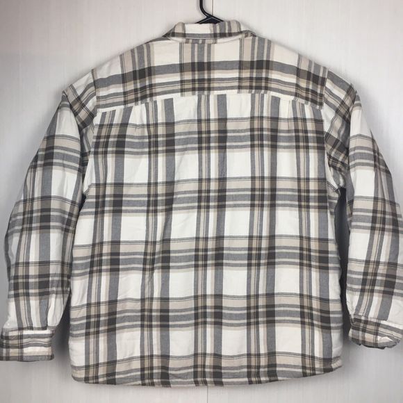 WRANGLER Authentics Men's Beige Plaid Long Sleeve Shirt Shacket Sherpa Fleece XL - Picture 5 of 11
